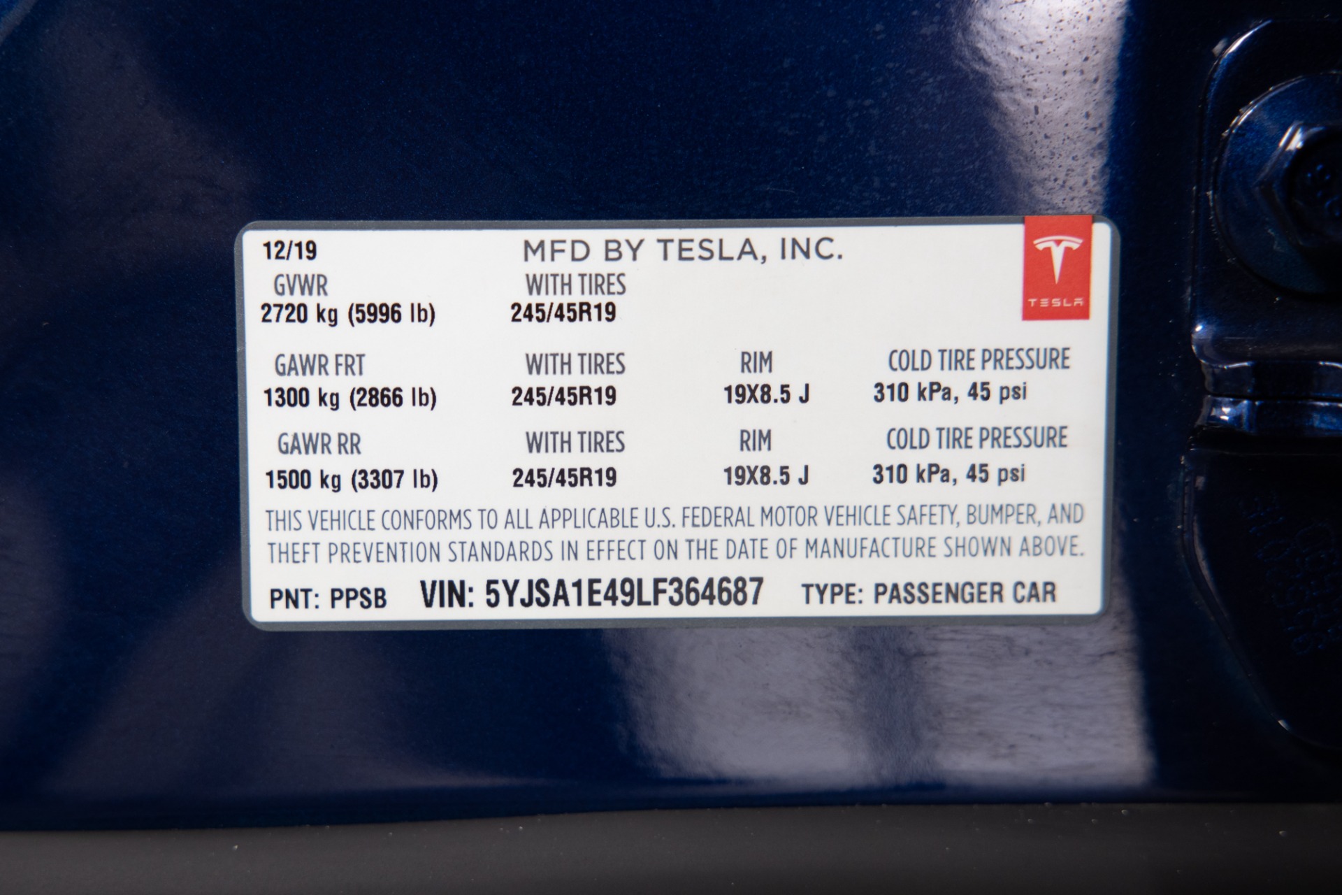 2020 tesla model s vin discount